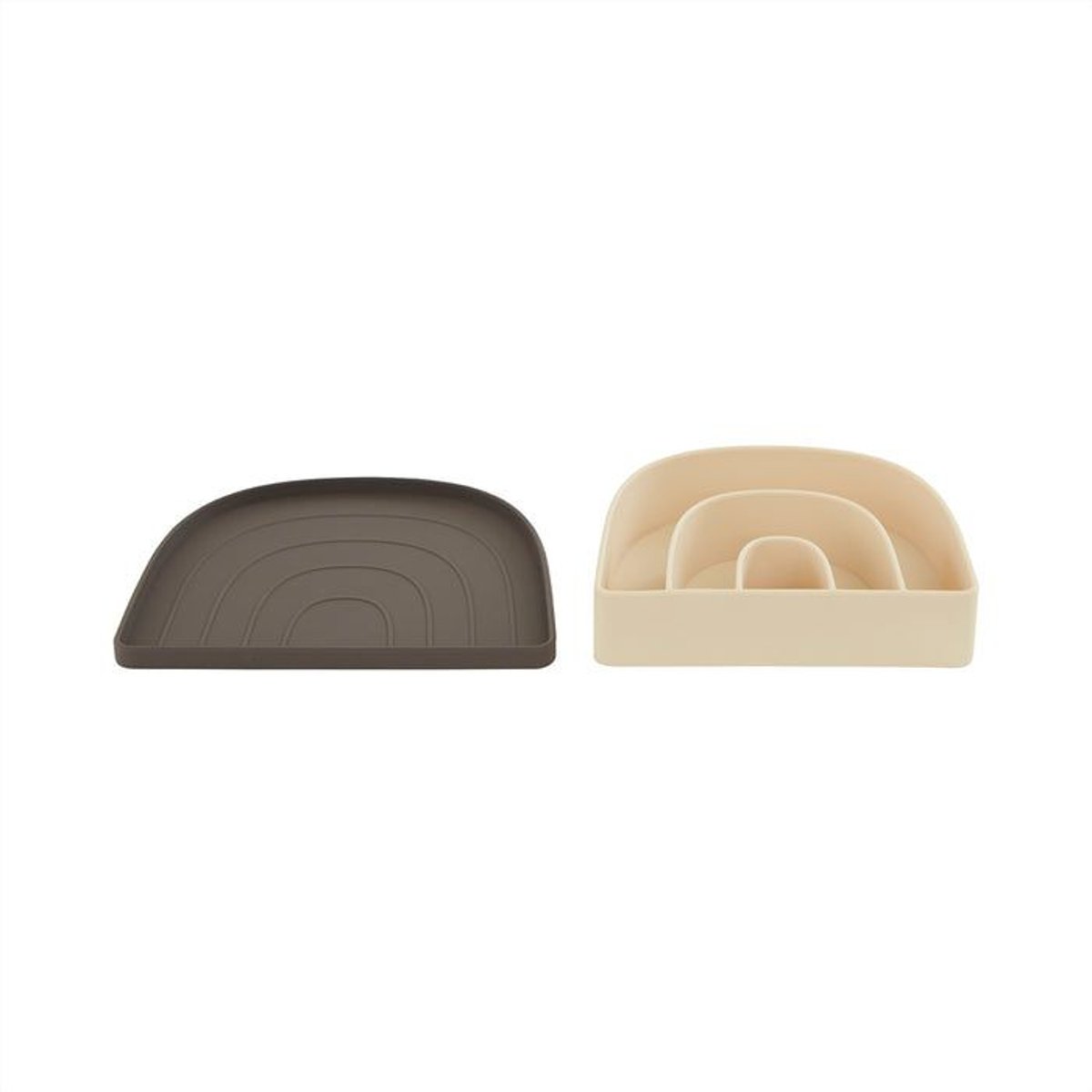 Assiette et bol en silicone arc-en-ciel MINI marron, OYOY LIVING DESIGN
