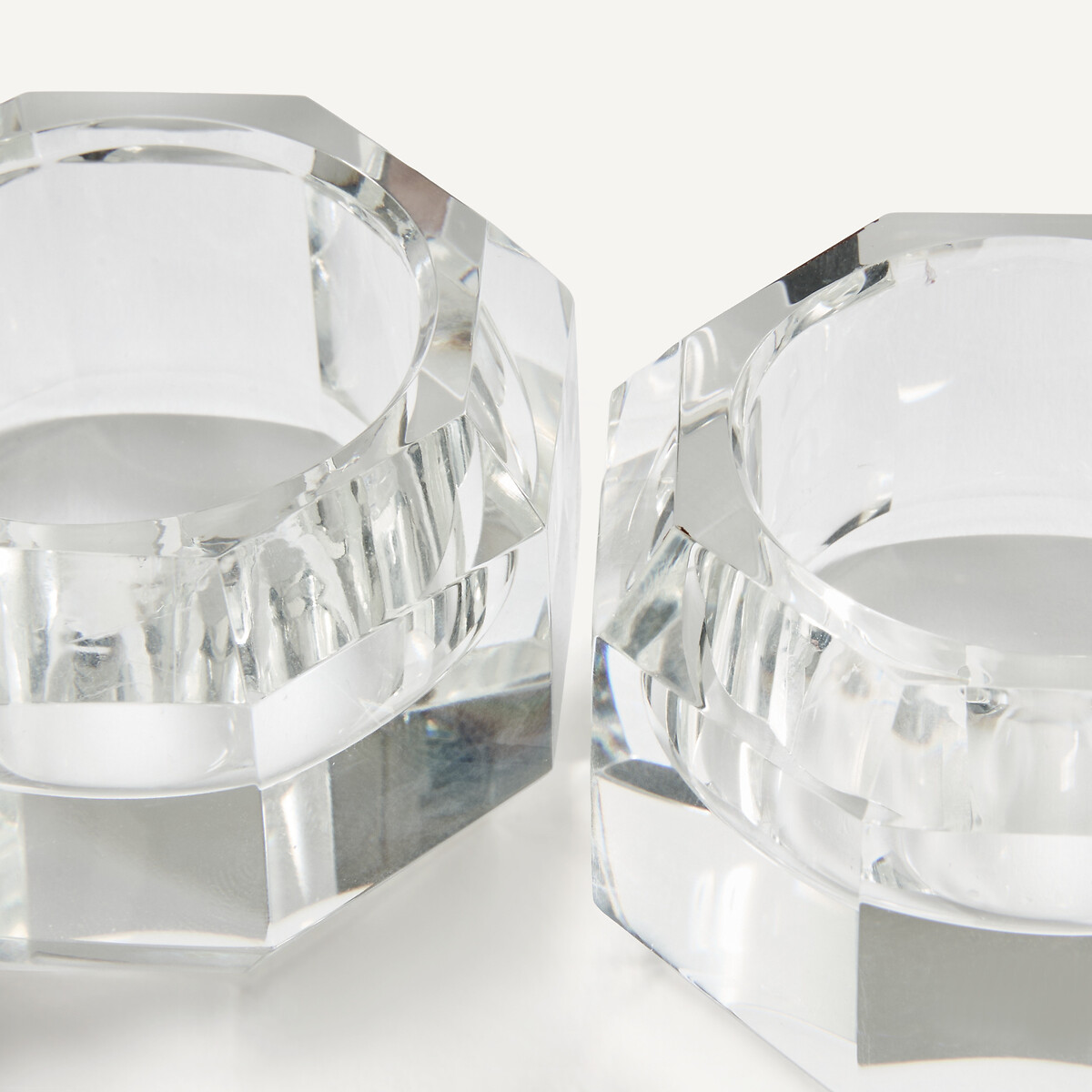 Lot de 4 photophores en verre ciselé, MARLENE transparent, AM.PM