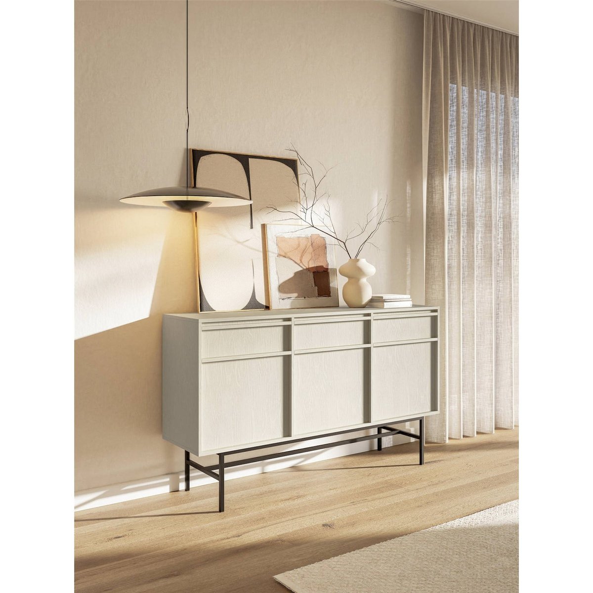 Commode 3 portes et tiroirs collection EVO beige sable, RECOLLECTION