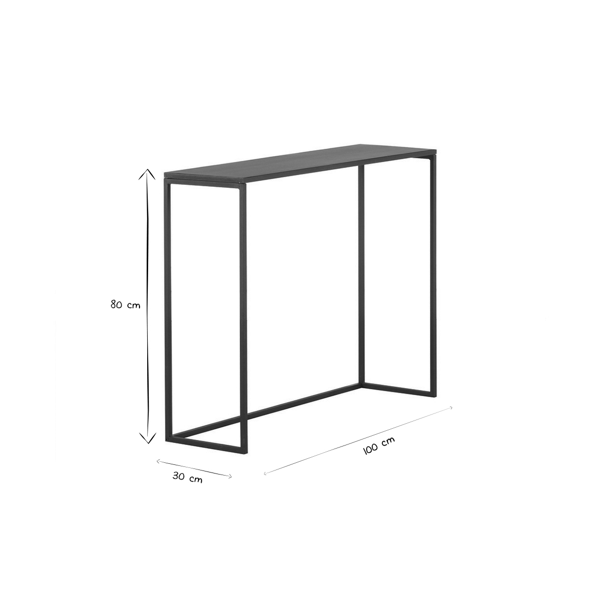 Console industrielle en métal noir L100 cm KARL noir, MILIBOO