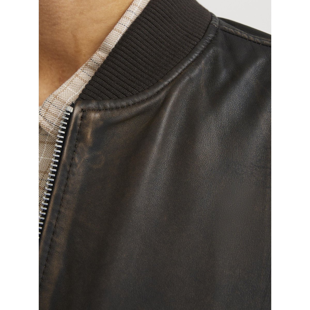 Veste En Cuir chocolate brown, JACK & JONES