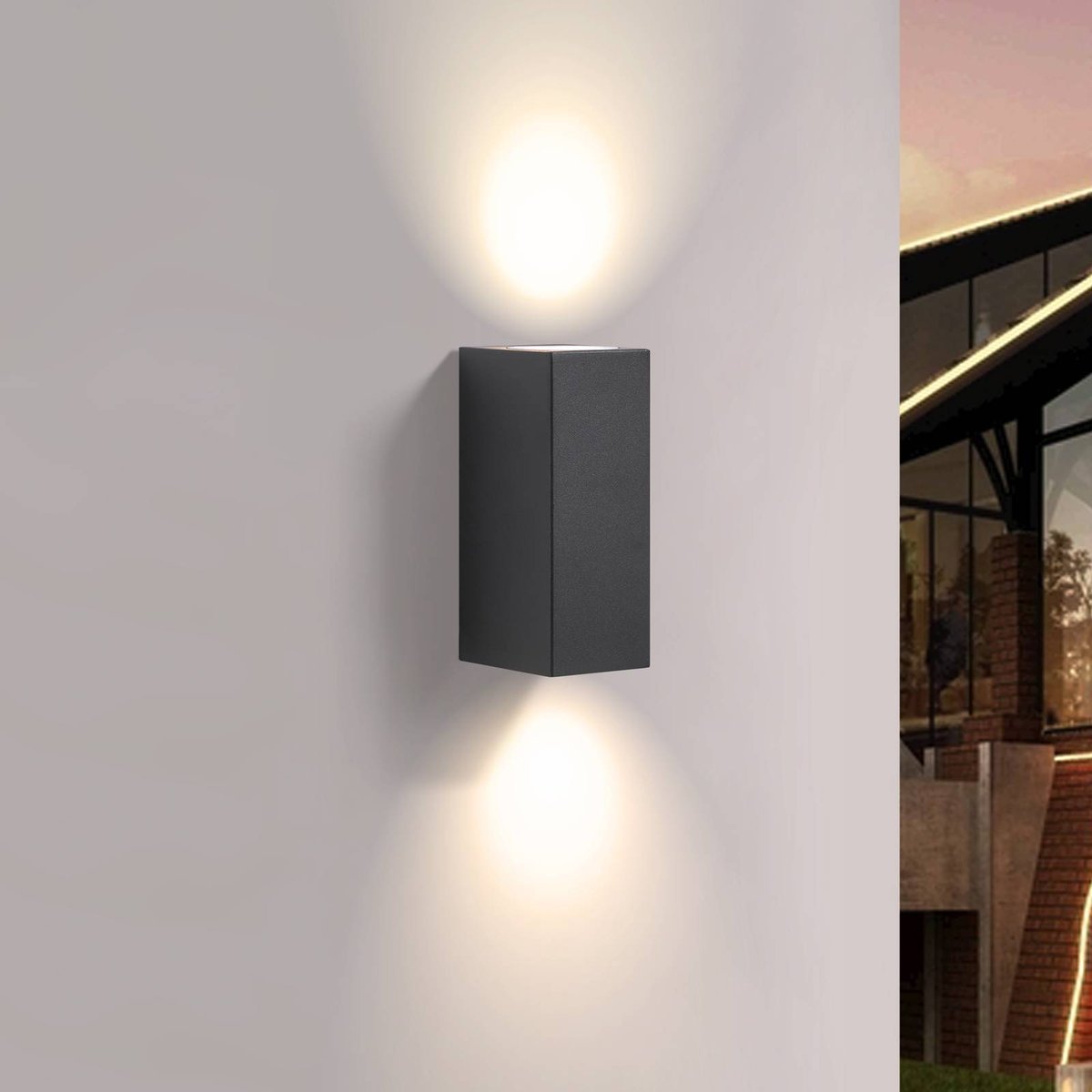 Applique extérieure en aluminium moderne noir, PRIOS
