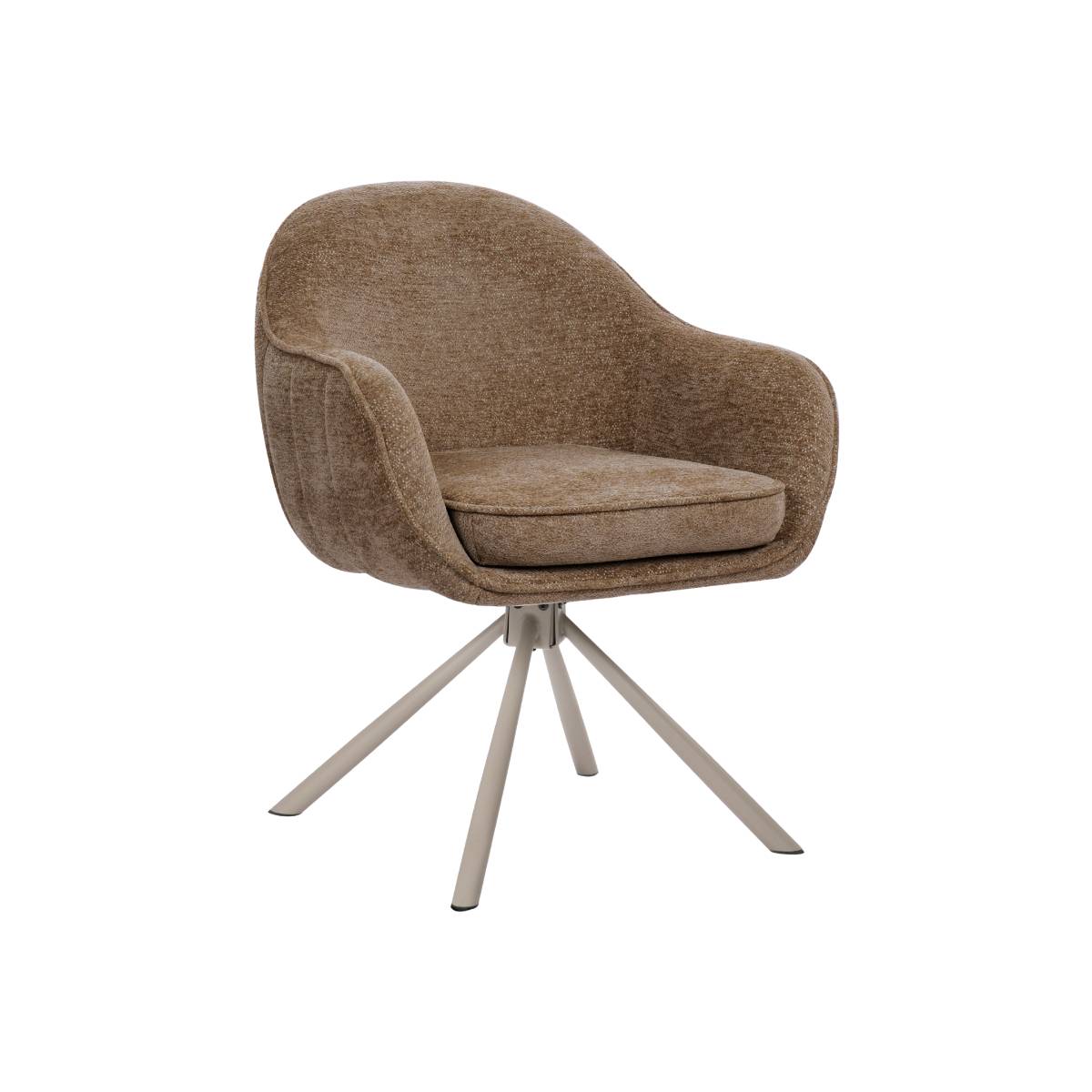 Lot de 2 chaises en tissu FLORINE marron, MADE IN MEUBLES