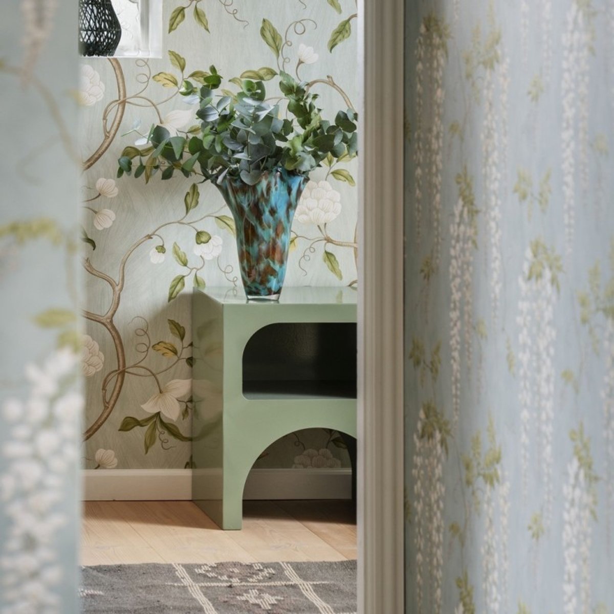 Tapis coton tissé à la main motif vert kaki, MADAM STOLTZ