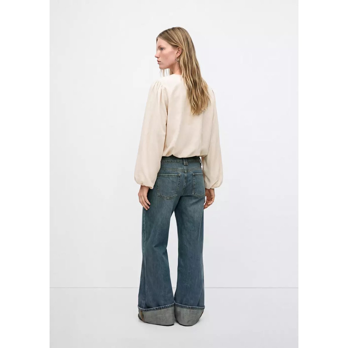 Chiffon blouse with bow beige, MANGO TEEN