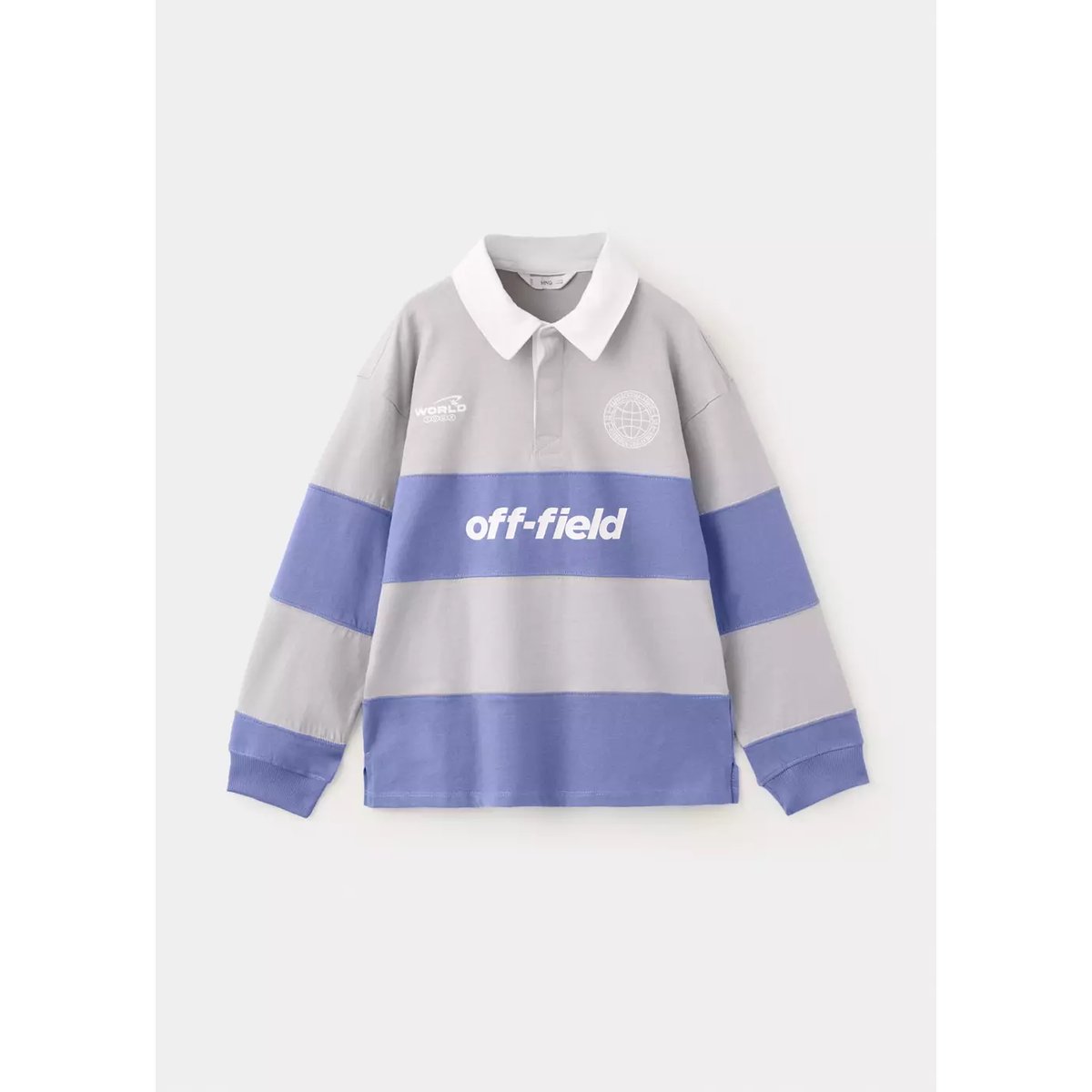 Polo imprimé en coton à rayures bleu indigo, MANGO KIDS