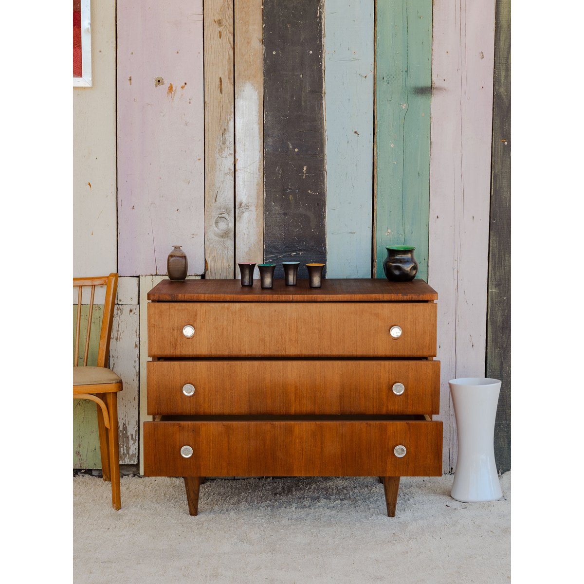 Commode en teck Garance N°691 - Bon état bois foncé, DEBONGOUT