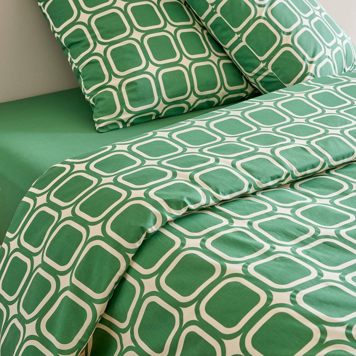 Lot housse de couette à imprimé et taies d'oreiller, 240x220cm et 63x63cm, 100% coton bio GOTS spring, MONOPRIX