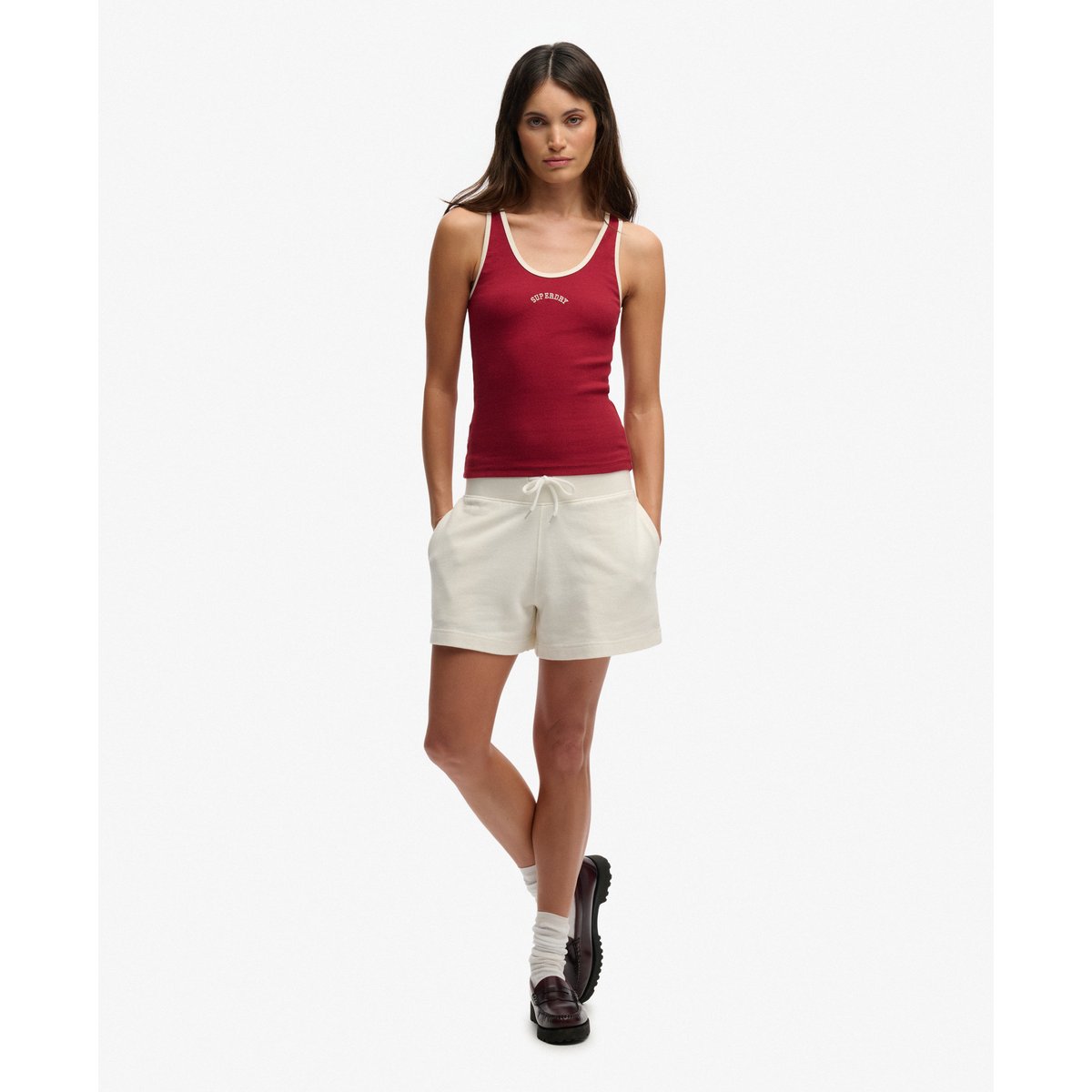 Débardeur Essential Logo à Encolure Arrondie rouge bordeaux, SUPERDRY