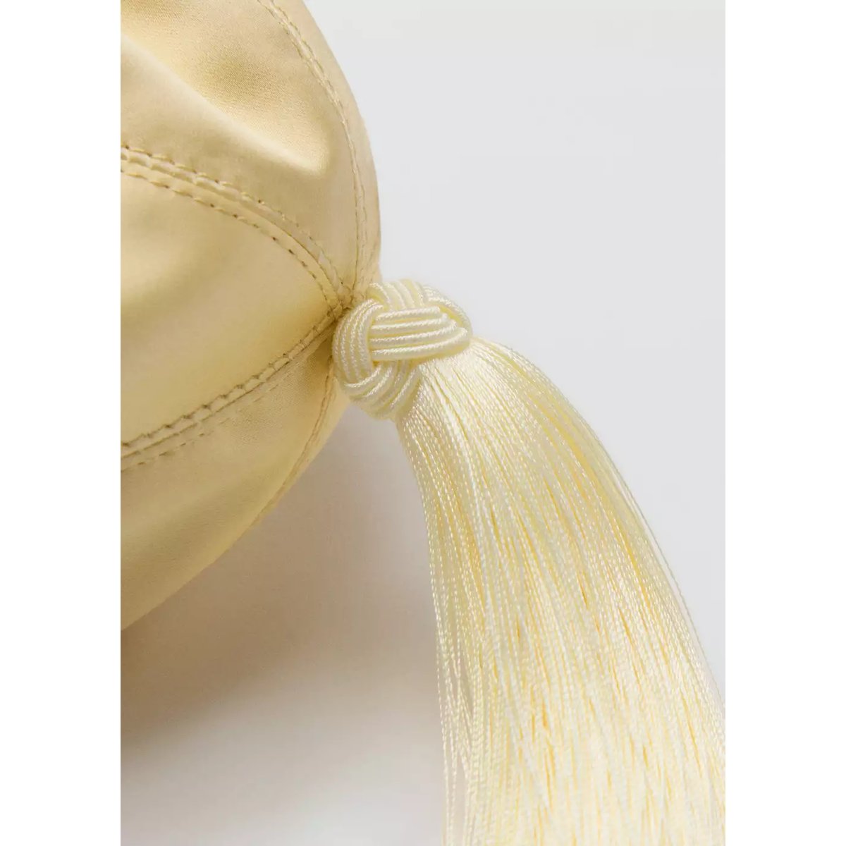 Sac à main en satin à franges jaune pastel, MANGO