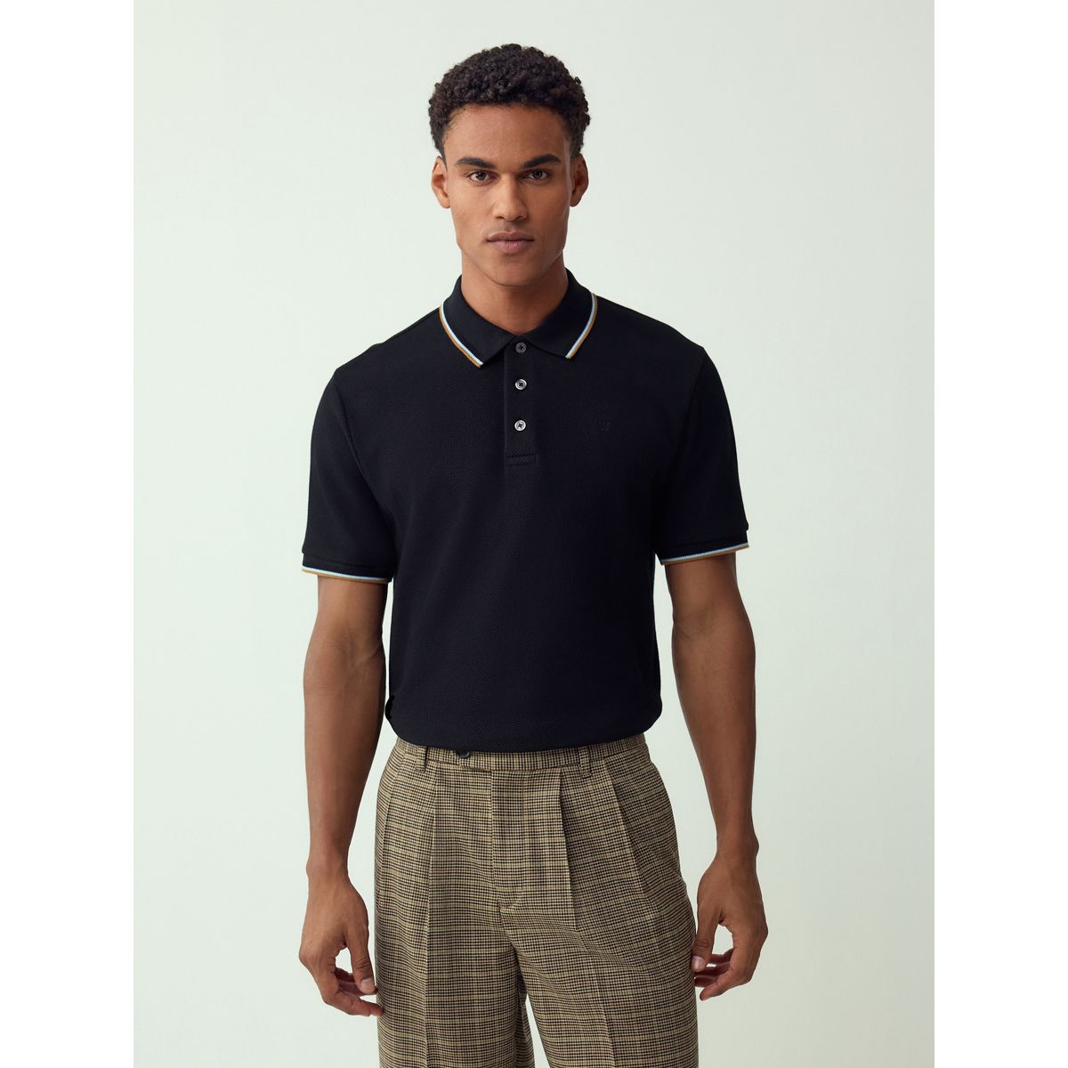 Polo manches courtes à liserés noir, NEXT