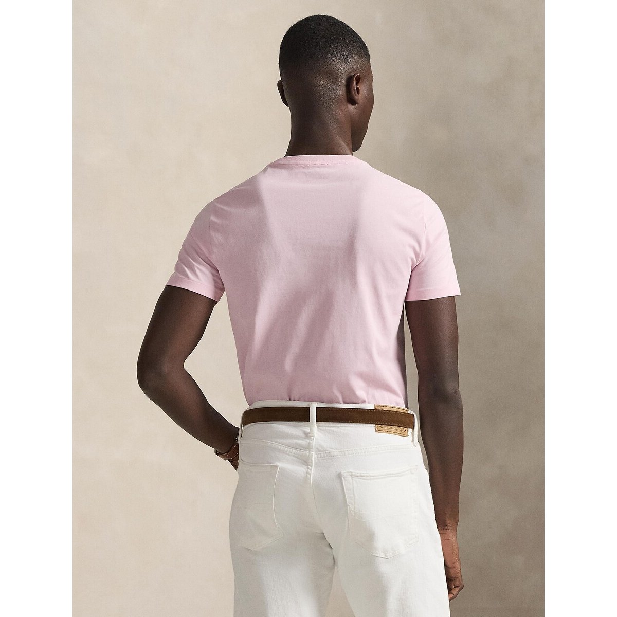 T-shirt met ronde hals, jersey, Custom Slim Fit lichtroze, POLO RALPH LAUREN
