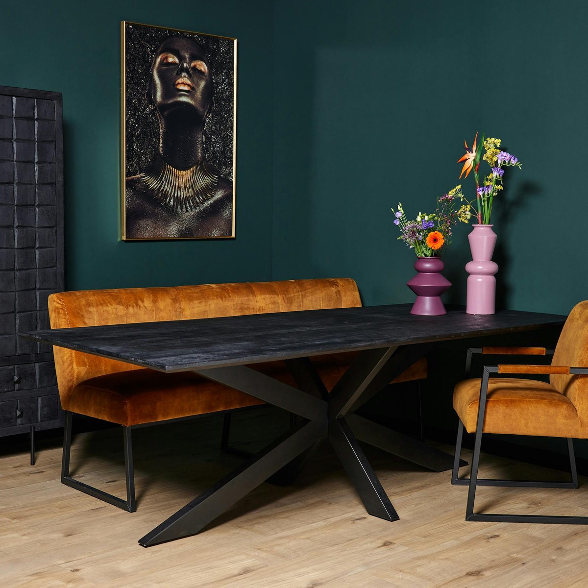 Table à manger noire en bois de manguier 180 cm ALVERA noir, PIER IMPORT