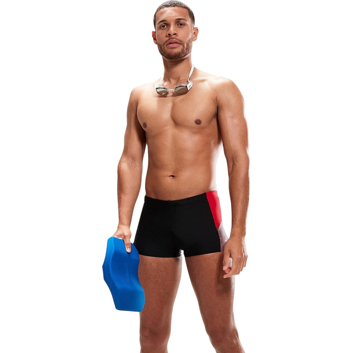Short de bain motif/style géométrique DIVE SPLIT noir / rouge, SPEEDO