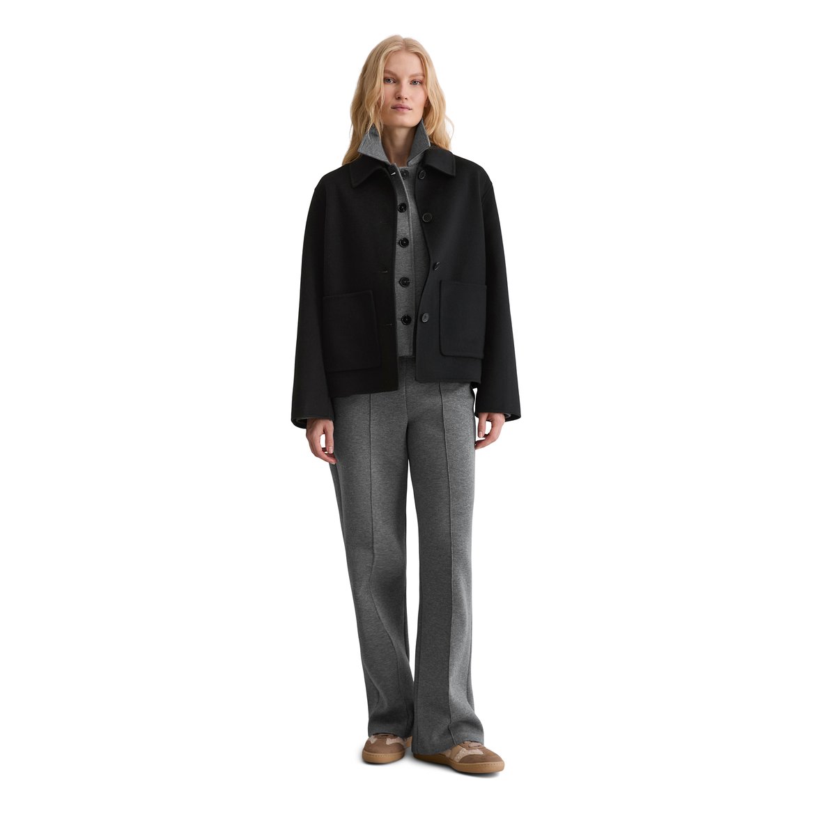 Veste chemise regular en double face de laine noble noir, MARC O'POLO