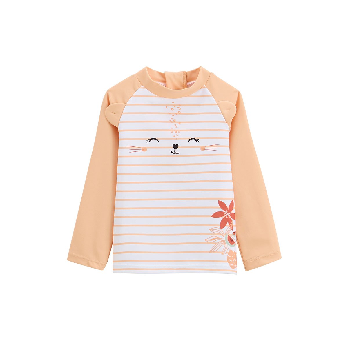 T-shirt de bain bébé de protection UV Calvi corail, PETIT BEGUIN