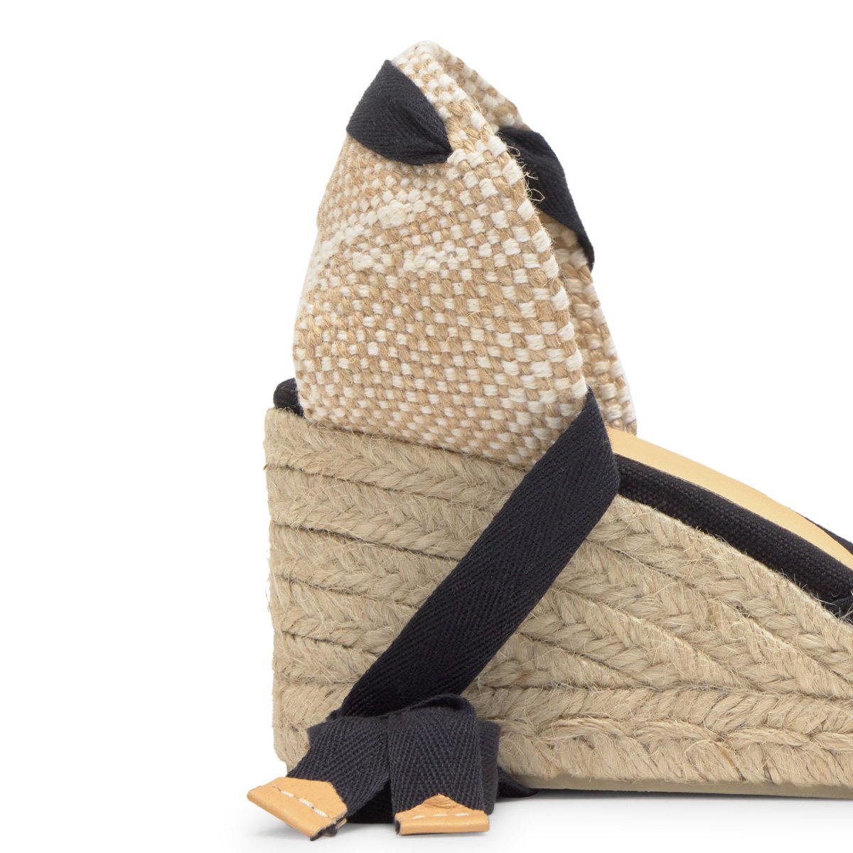 Espadrilles compensées en jute tressée à découpe en V CHIARA LIGHT PLATFORM noir, CASTANER