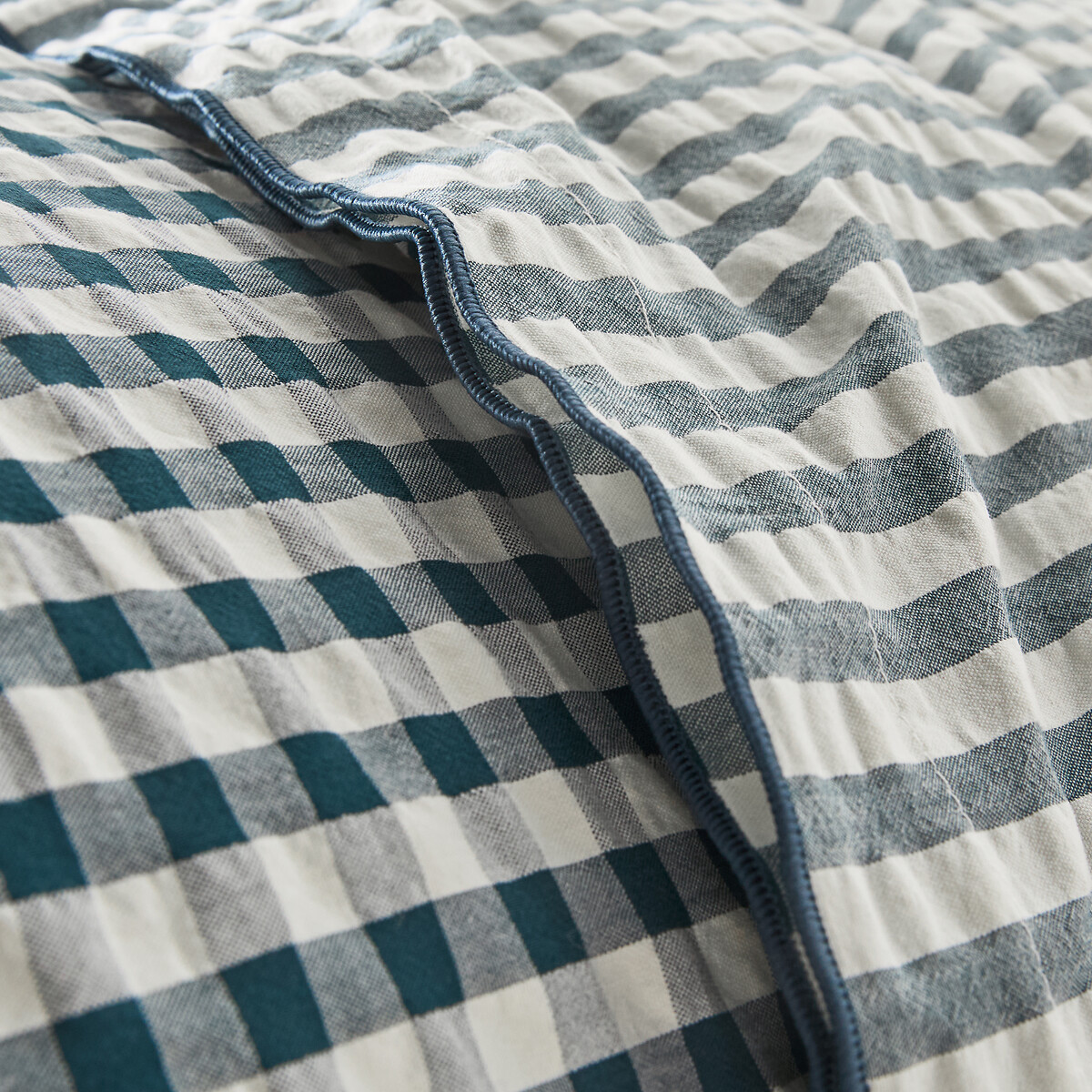 Housse de couette coton seersucker, COTTAGE BLEU bleu, LA REDOUTE INTERIEURS