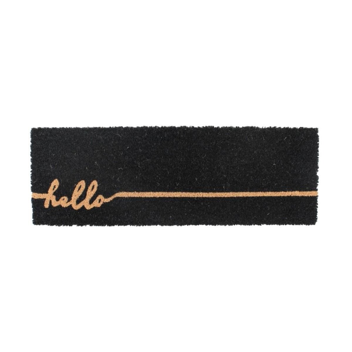 Paillasson de marche imprimé hello en coco 25x75cm noir, ORNAMI