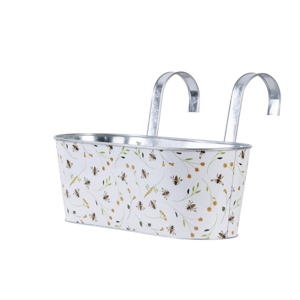 Jardinière en zinc abeilles avec crochet couleur unique, ESSCHERT DESIGN
