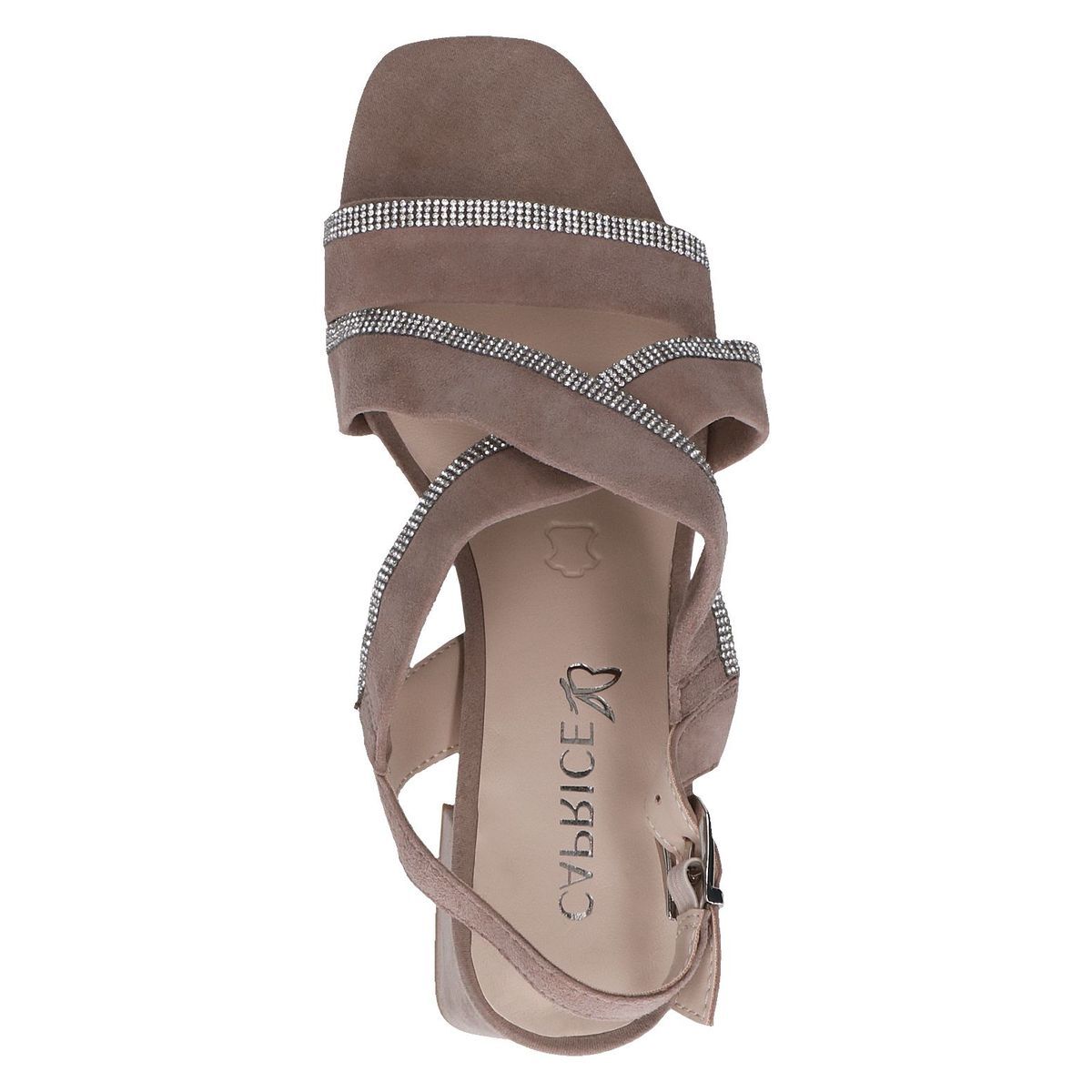 Sandale à talon talon bloc marron poivre foncé, CAPRICE