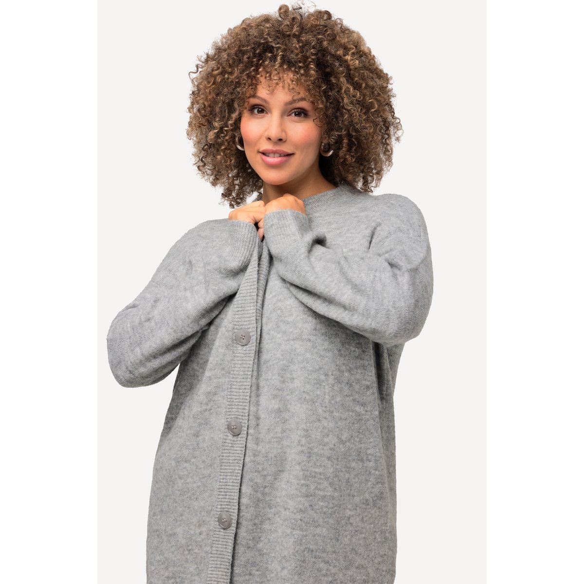 Cardigan en maille fine gris chiné, ULLA POPKEN
