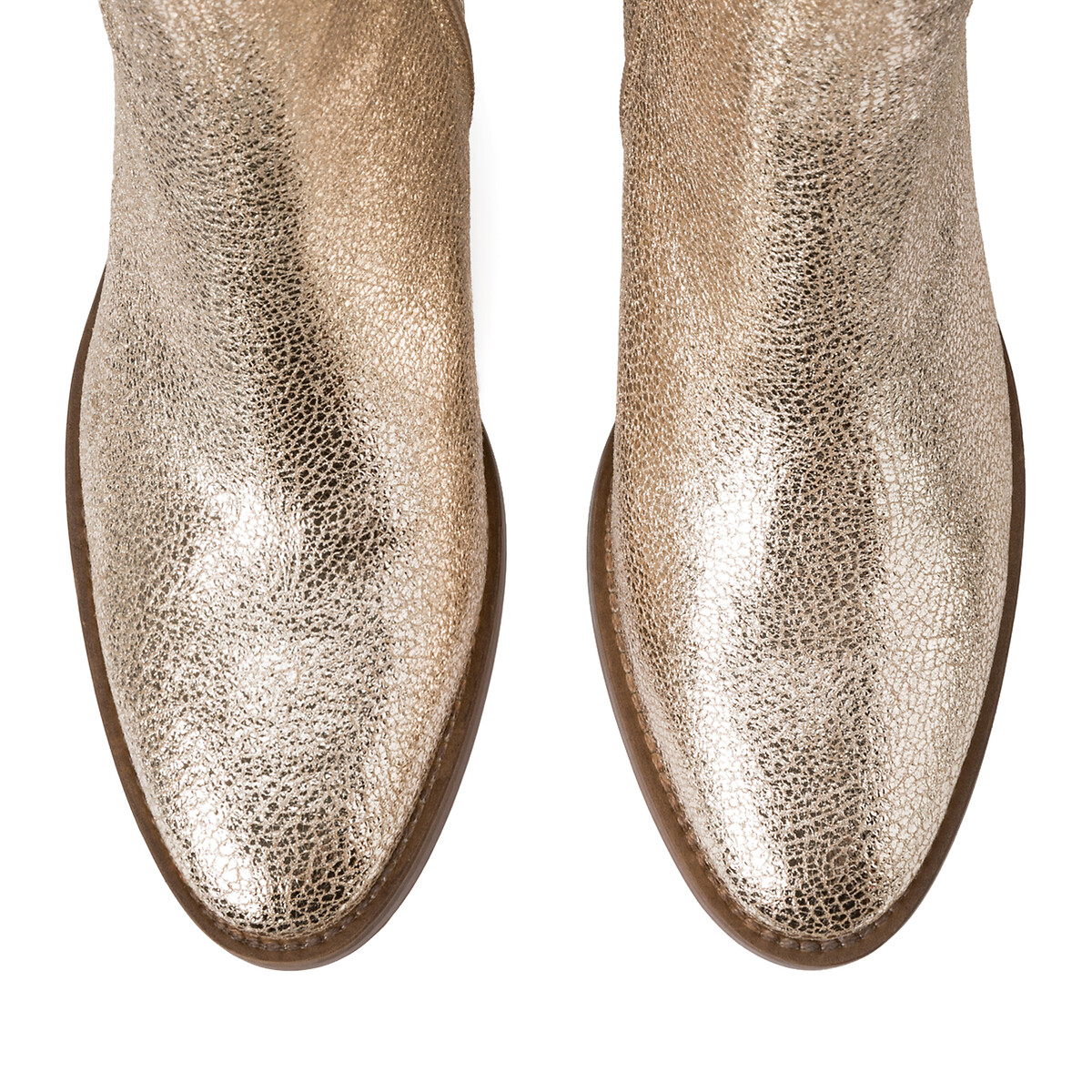 Signatures Faustine Block Heel Ankle Boots in Metallic Leather gold-coloured, LA REDOUTE COLLECTIONS