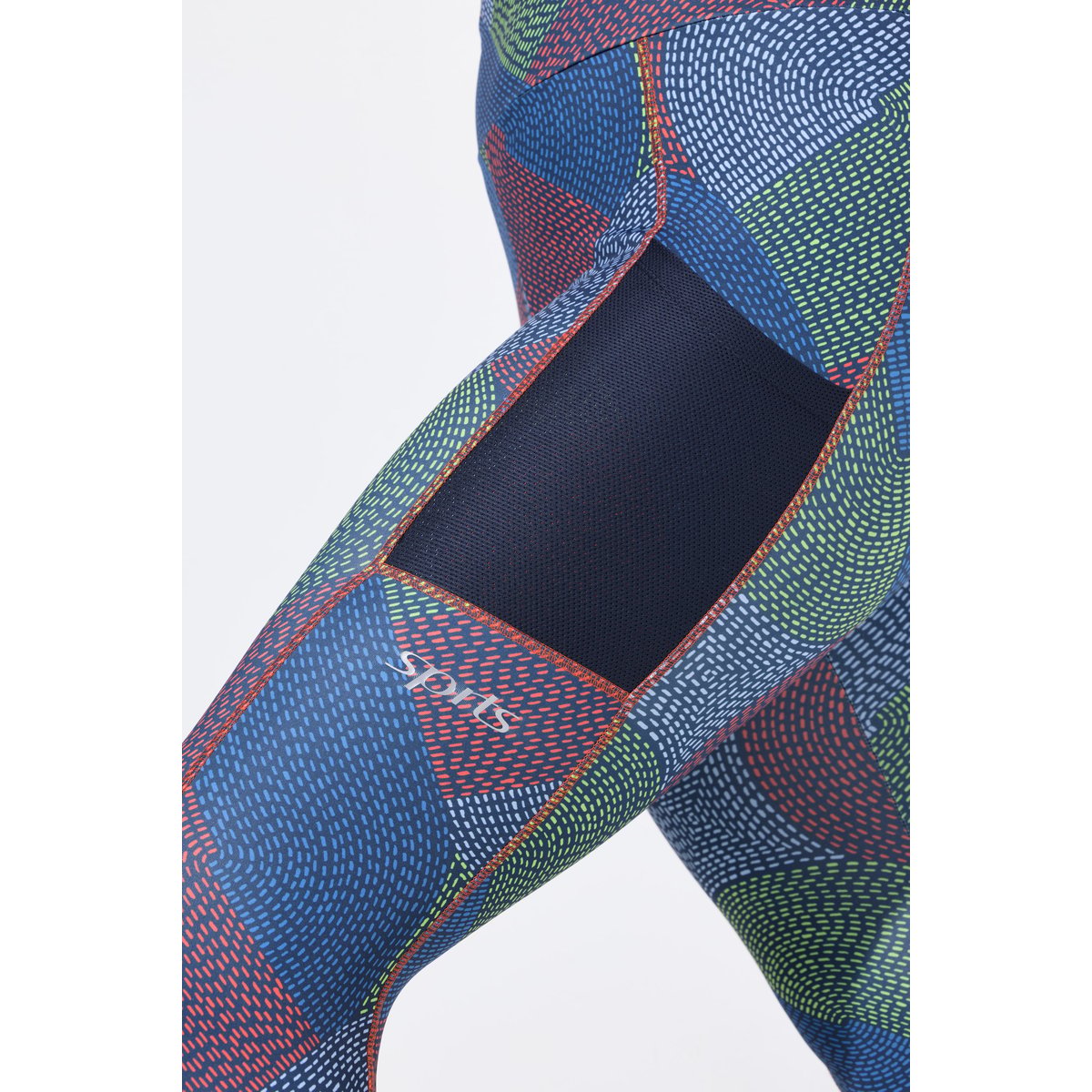 Legging technique aspect « tressé ». Poche marine, ULLA POPKEN