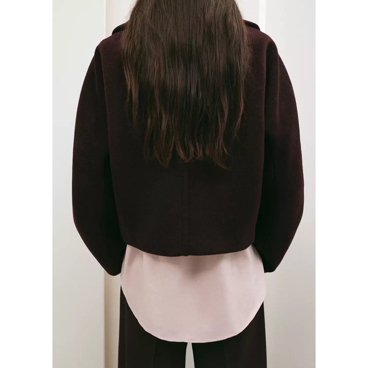 Veste laine col classique grenat, MANGO