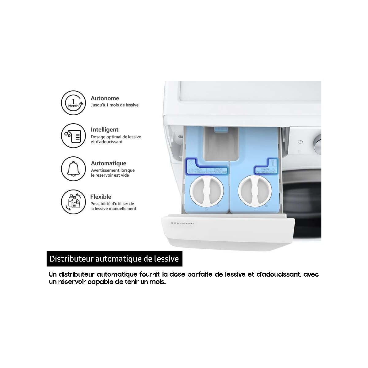 Lave linge hublot WW90DG6U85LK Bespoke AI couleur unique, SAMSUNG