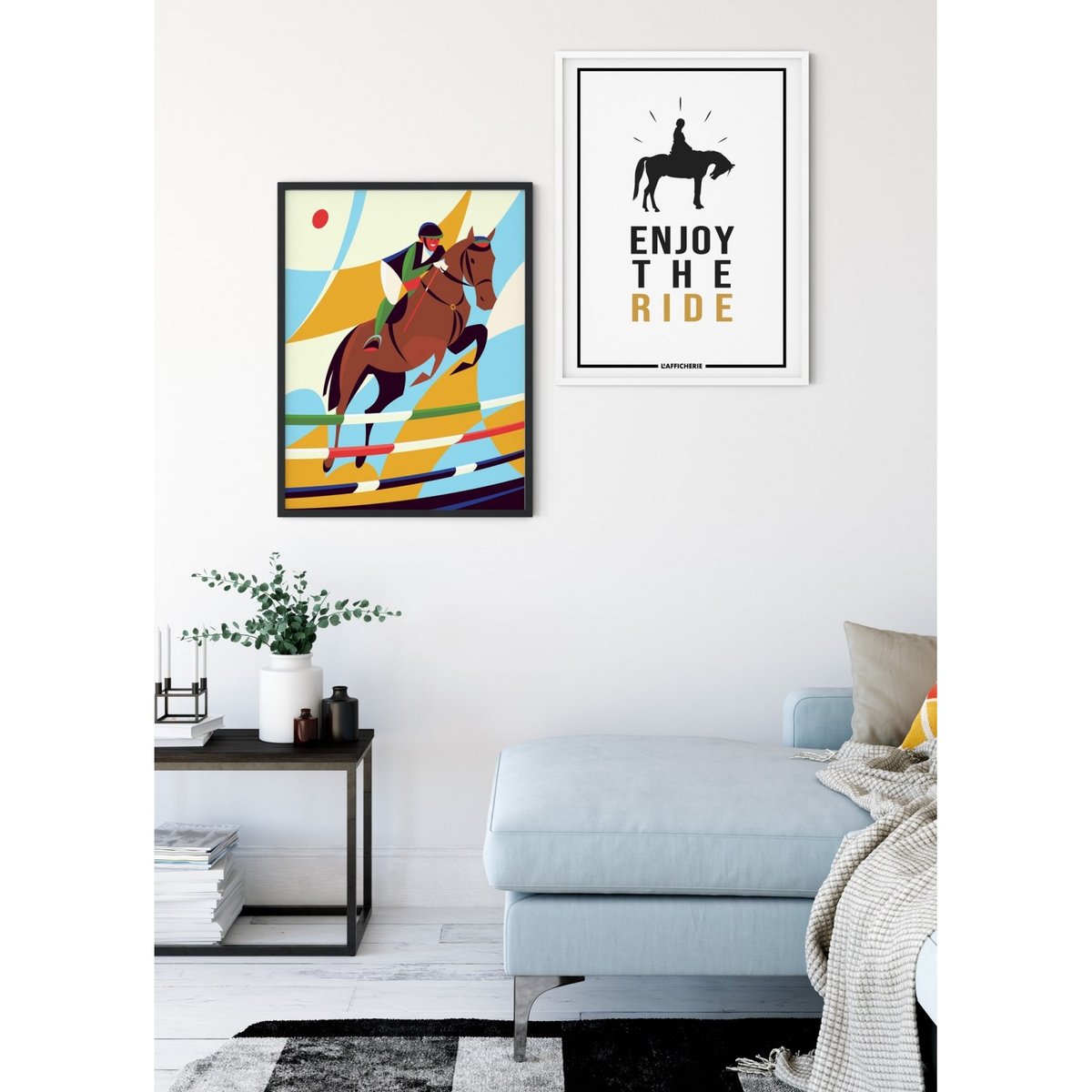 Affiche Équitation 2 blanc, L'AFFICHERIE