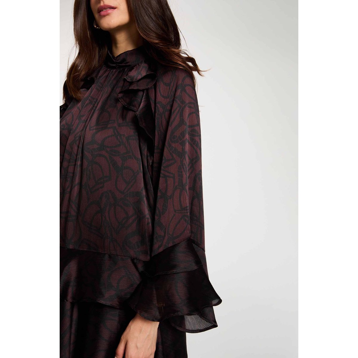 Robe courte col montant multicolore, MORGAN