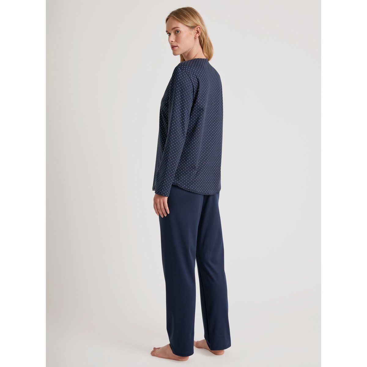 Pyjama manches longues Coton MIDNIGHT DREAMS bleu paon, CALIDA