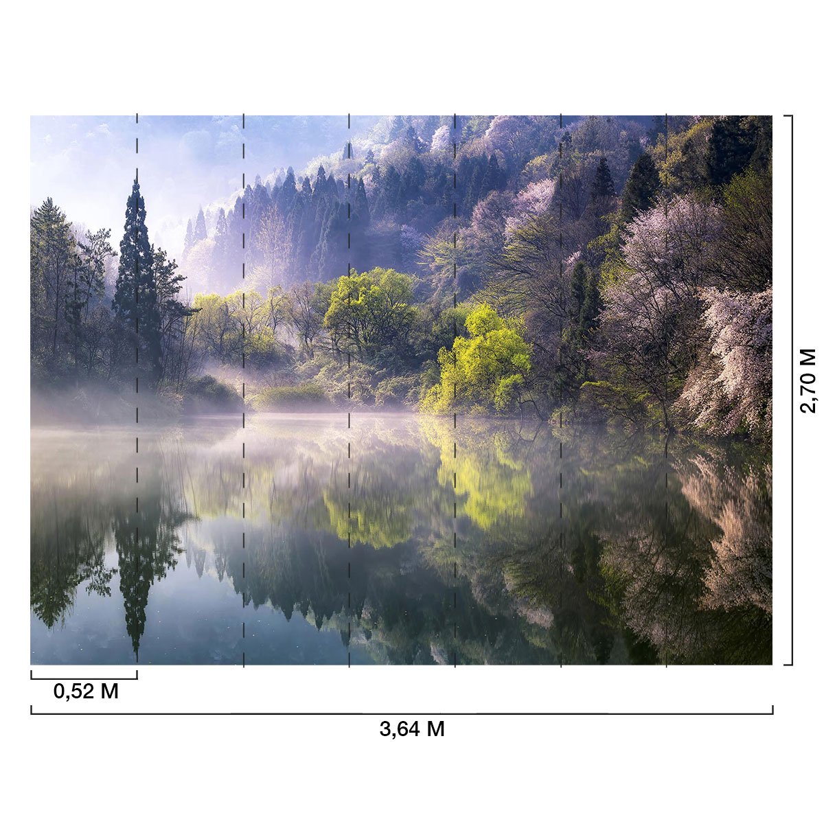 Papier peint panoramique lac de montagne intissé, HEXOA