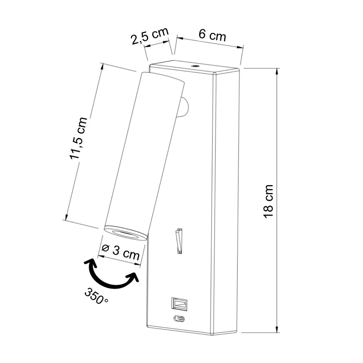 Applique liseuse avec ports USB - TOFINO argenté / chromé, KOSILUM