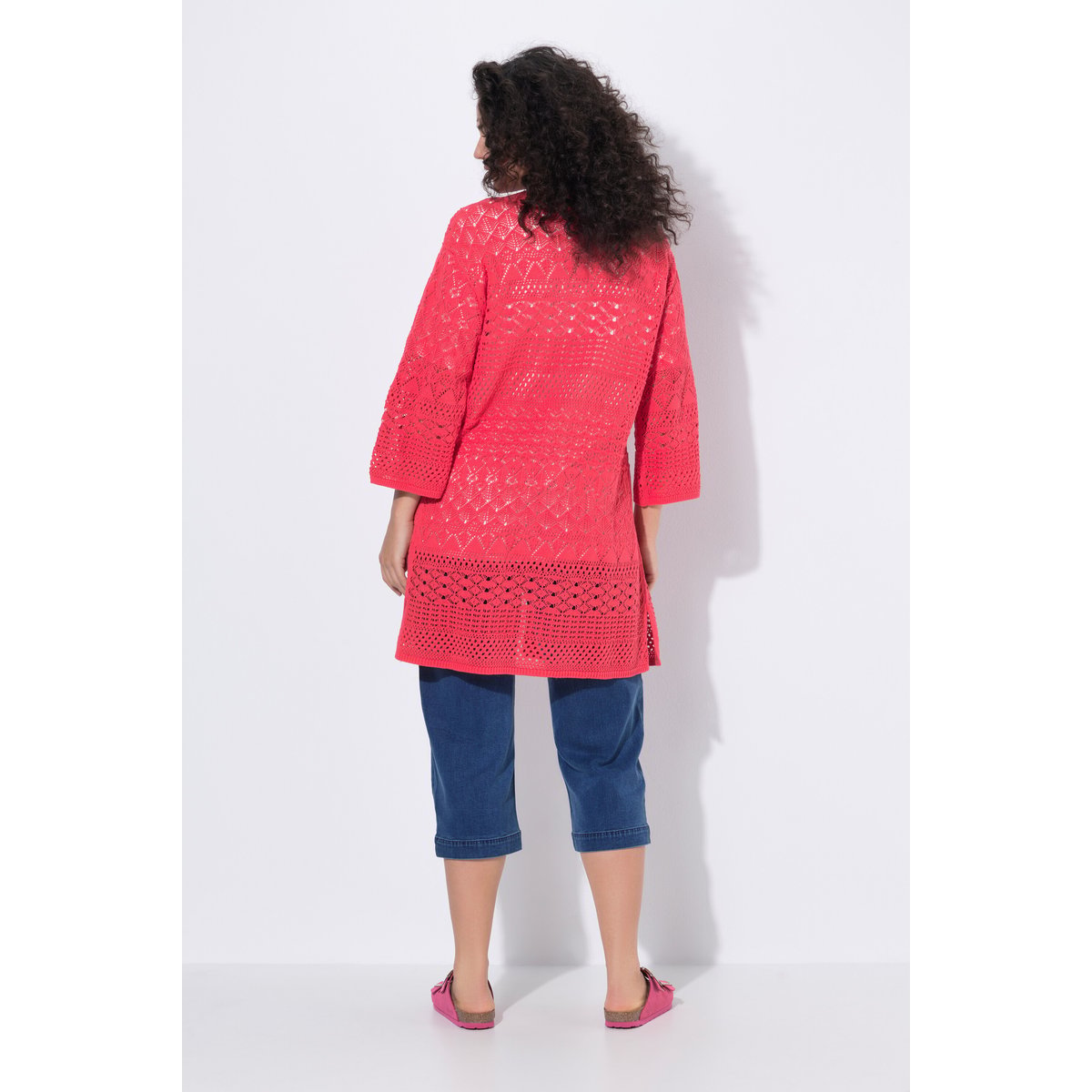 Cardigan long rose vif, ULLA POPKEN