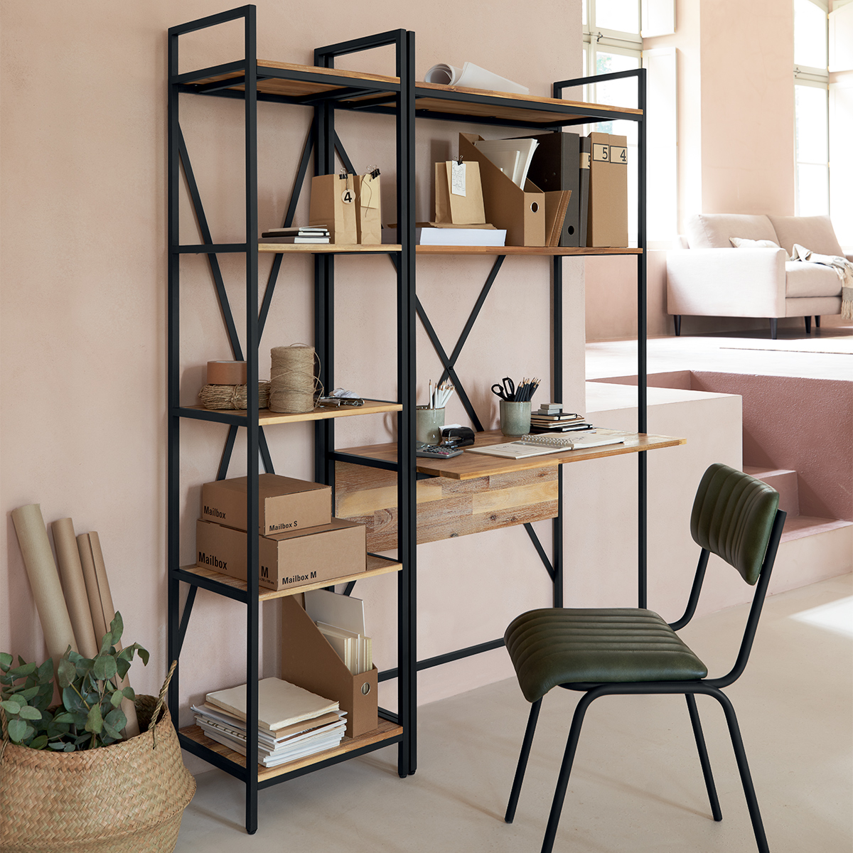 Bibliothèque 5 étagères bois d'acacia EDENA marron, ATMOSPHERA
