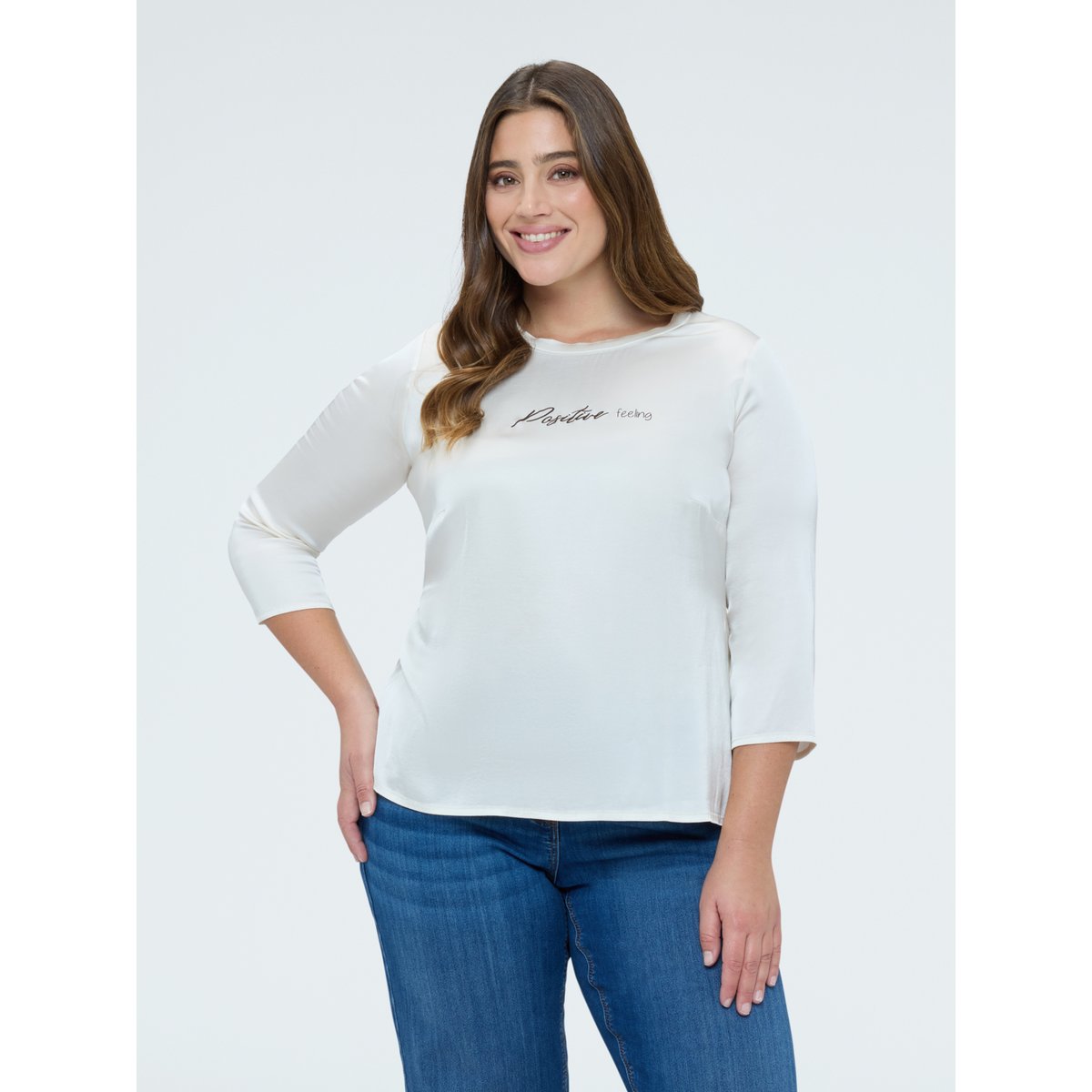Blouse en satin Positive feeling blanc, FIORELLA RUBINO