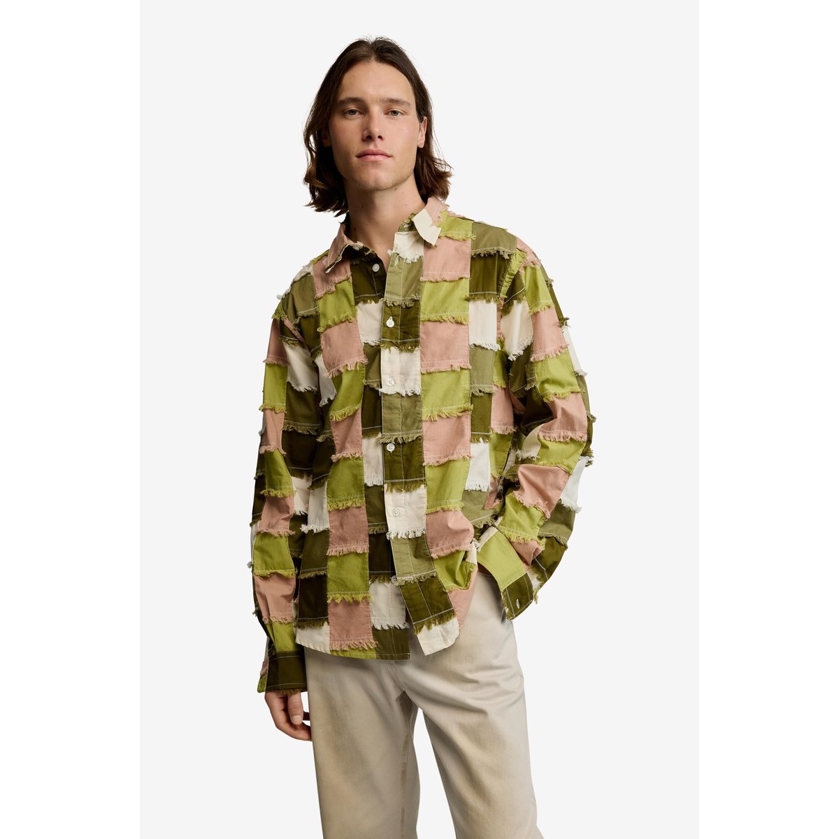 Chemise à carreaux patchwork vert, DESIGUAL