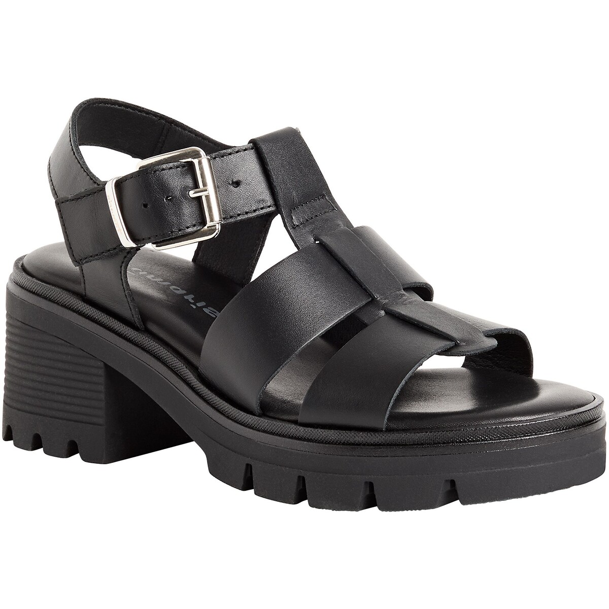 Chunky sandalen met hak, leer zwart, TAMARIS
