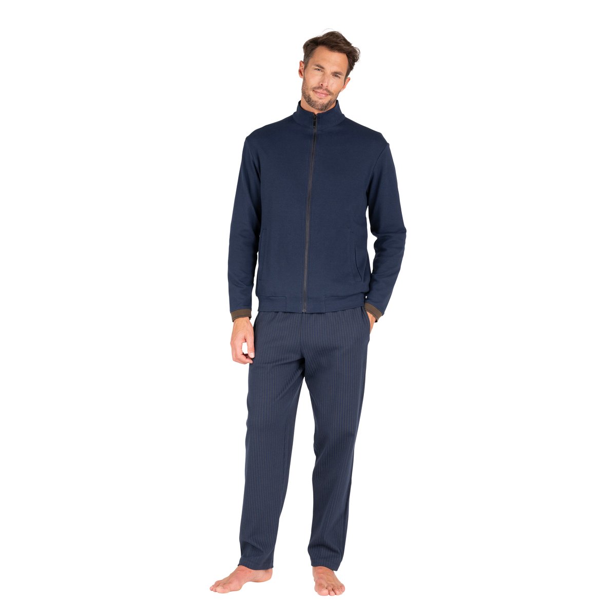 Veste zippée INTERLOCK marine, EMINENCE