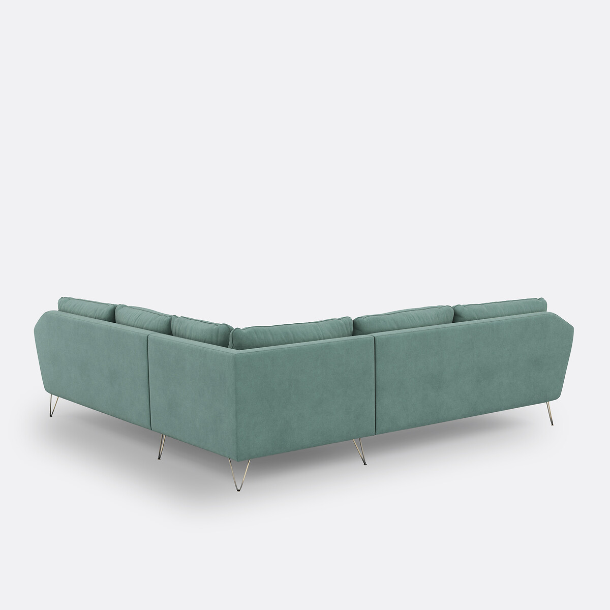 Divano angolare XXL in velluto, Topim blu celadon, LA REDOUTE INTERIEURS