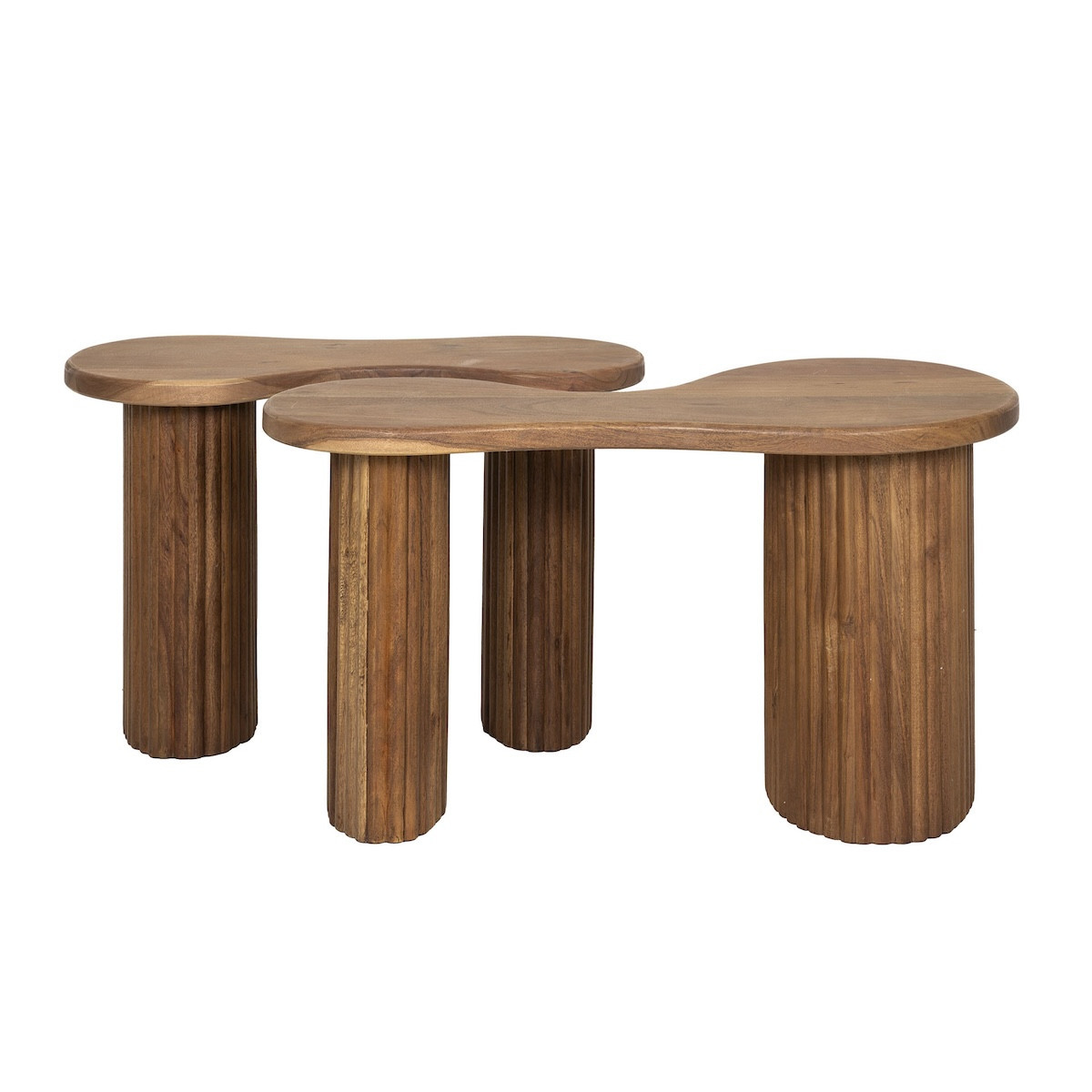 Set de tables basses organiques en bois - AMELIA marron, MATHI DESIGN