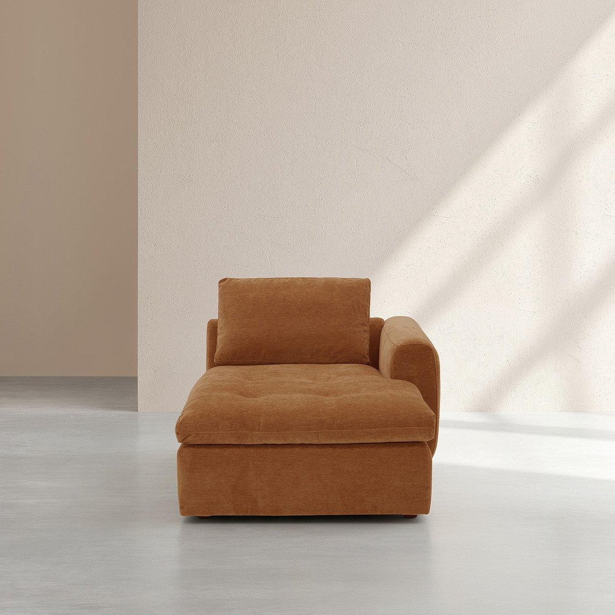Méridienne d'angle droit en tissu AMERIA marron, HABITAT