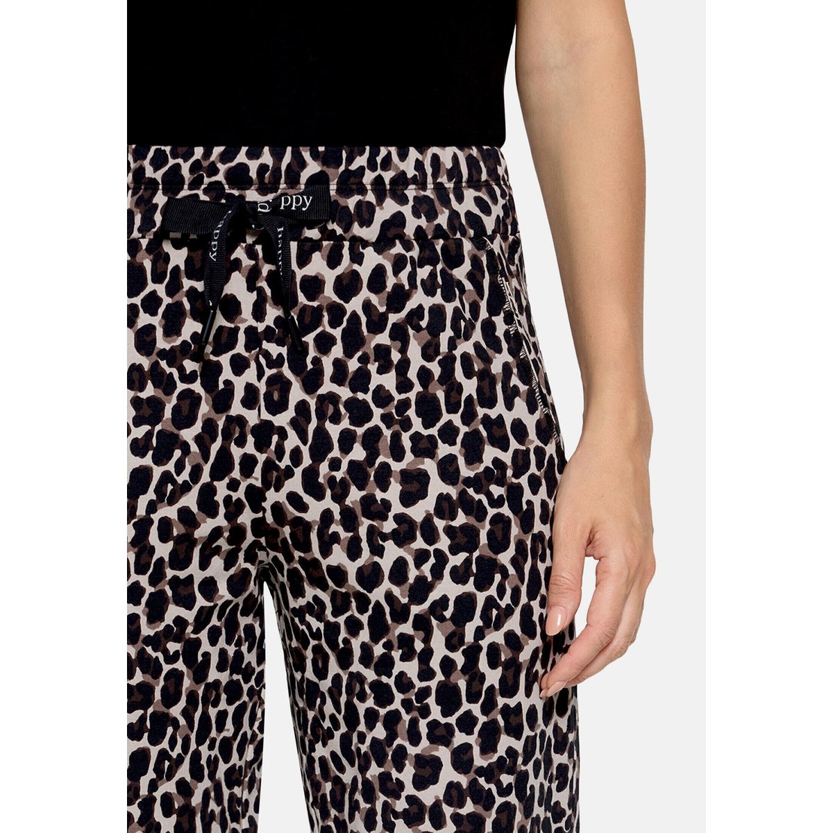 Pantalons de jogging à taille élastique noir/beige, BETTY BARCLAY