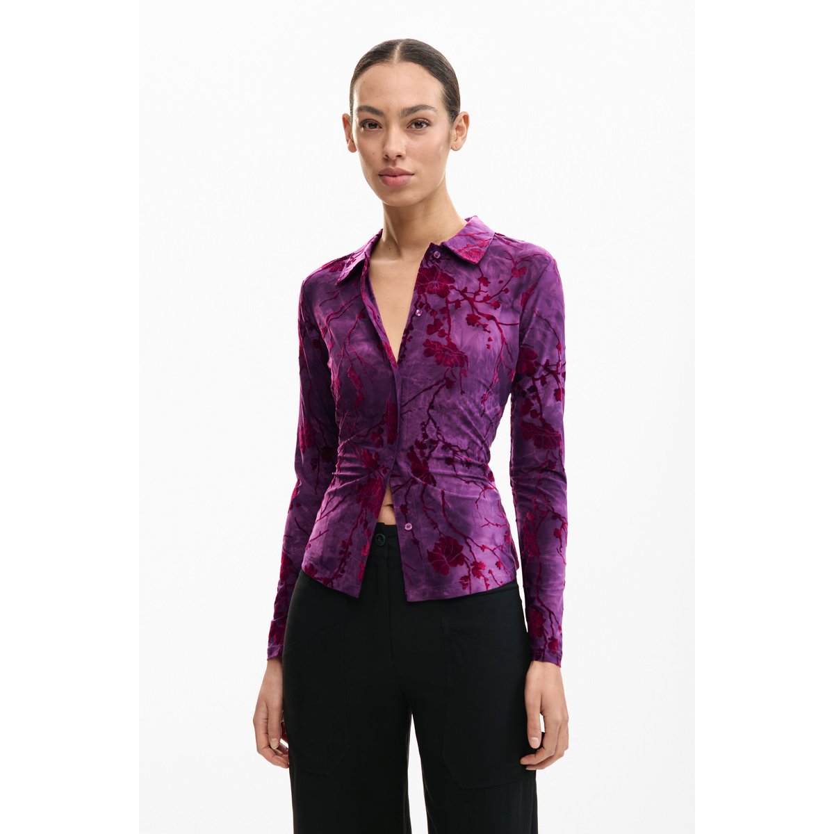 T-shirt boutonnée orientale rouge, DESIGUAL