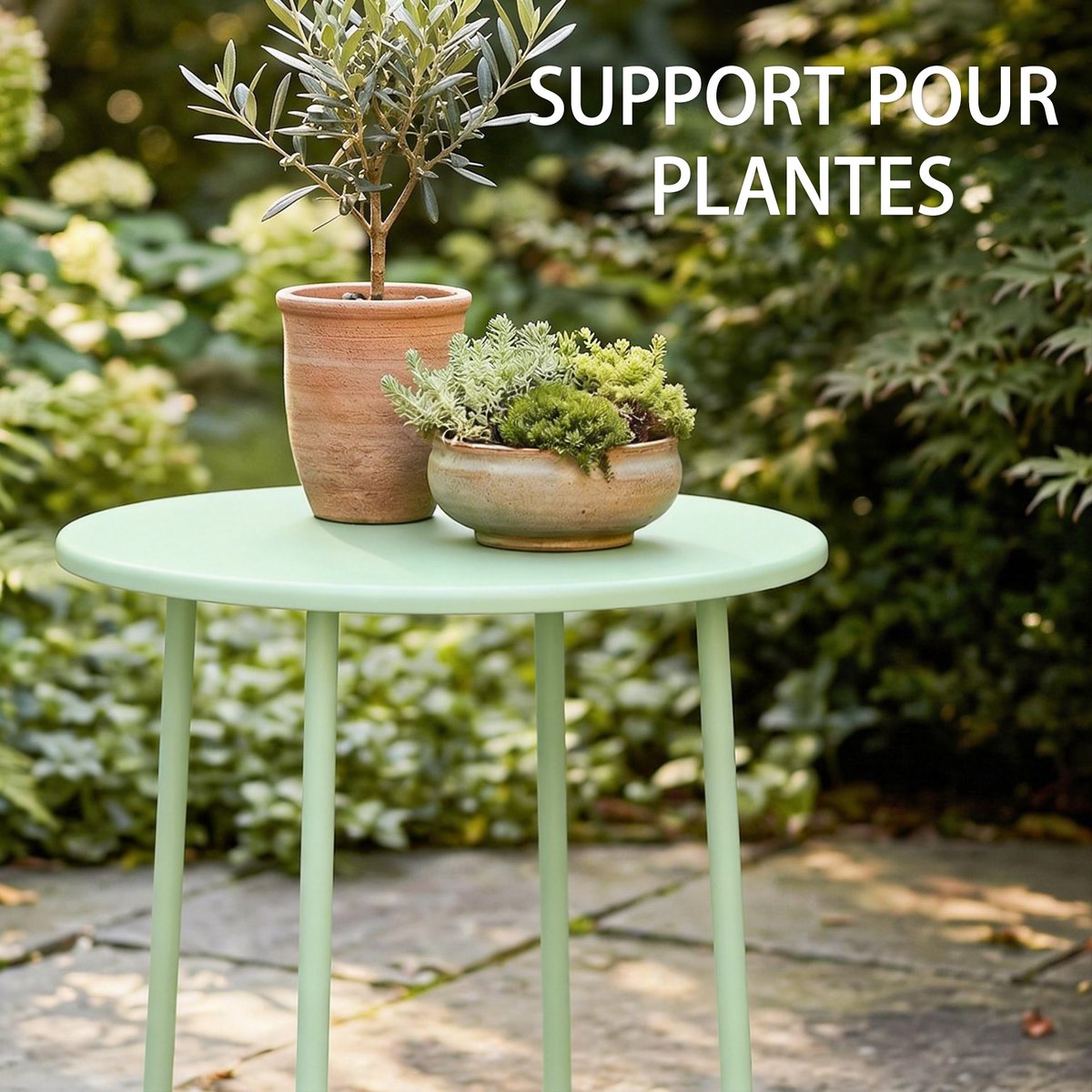 Table d'appoint de terrasse Métal Vert vert, OUTSUNNY