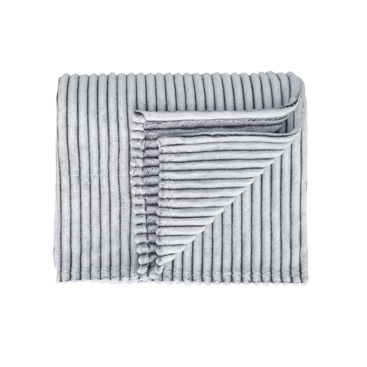 Plaid polaire côtelé extra doux et chaud KASH blanc/anthracite, SENSEI MAISON