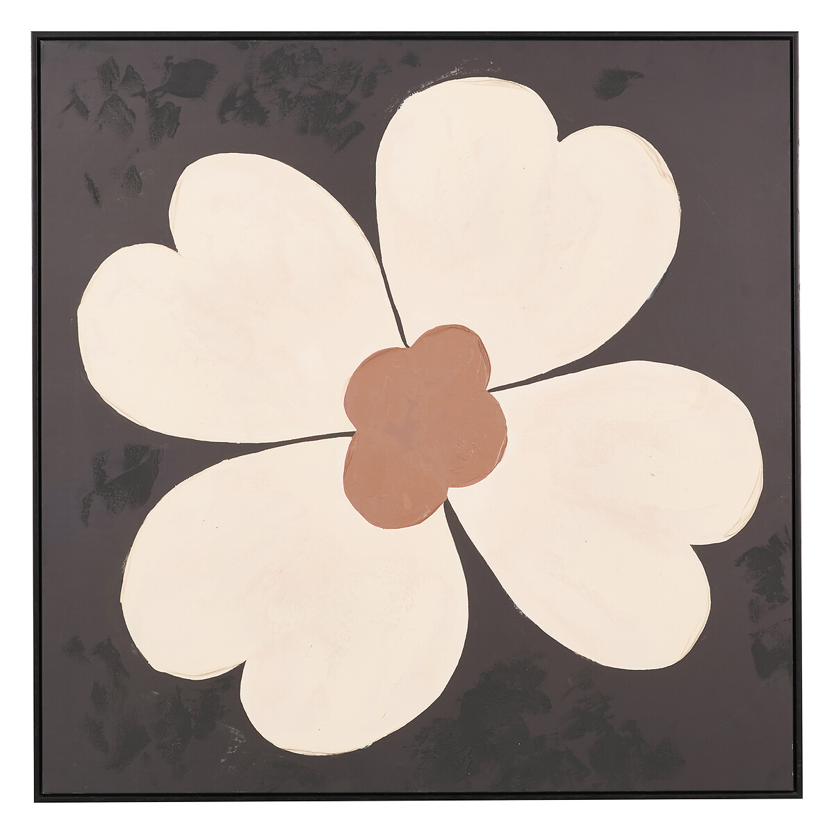 100cm Brown and Natural Large Flower Design Canvas with Black Frame brown , ÉDITÉ