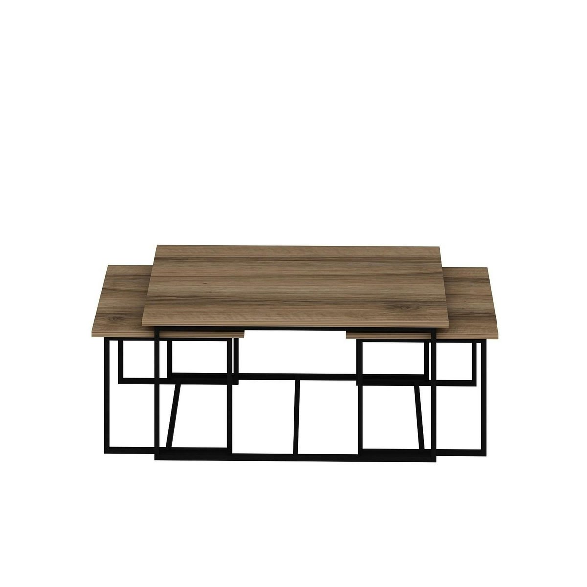 Table basse gigogne minimaliste effet noyer (lot de 3) JENA bois naturel, PIER IMPORT